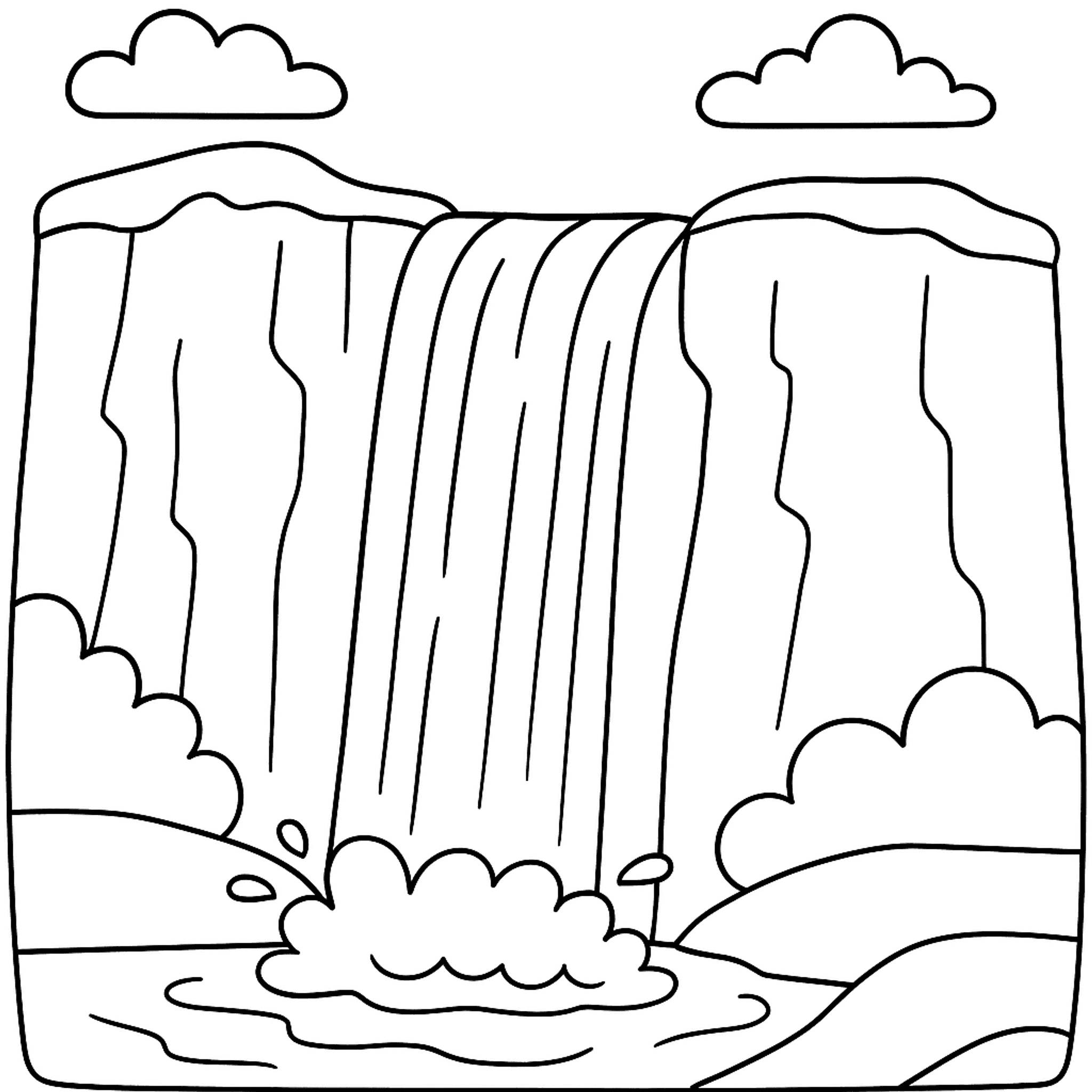 Klif met Waterval Kleurplaat