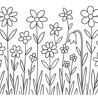 Wilde Bloemen Veld Kleurplaat