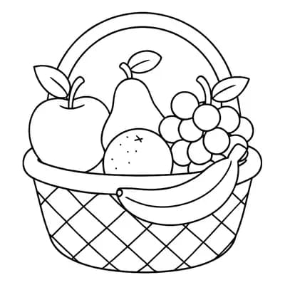Fruitmand Kleurplaat