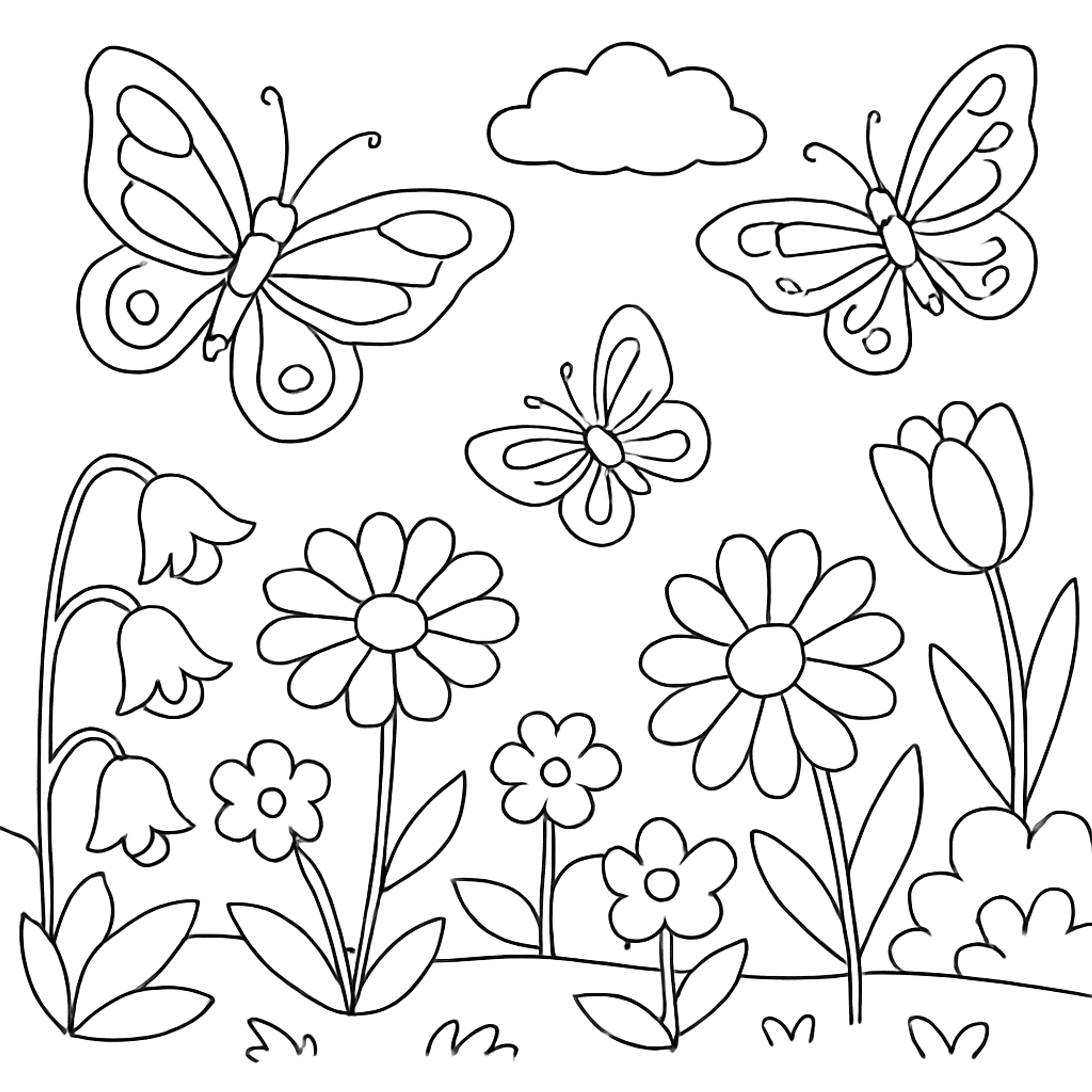 Tuin met Vlinders Kleurplaat