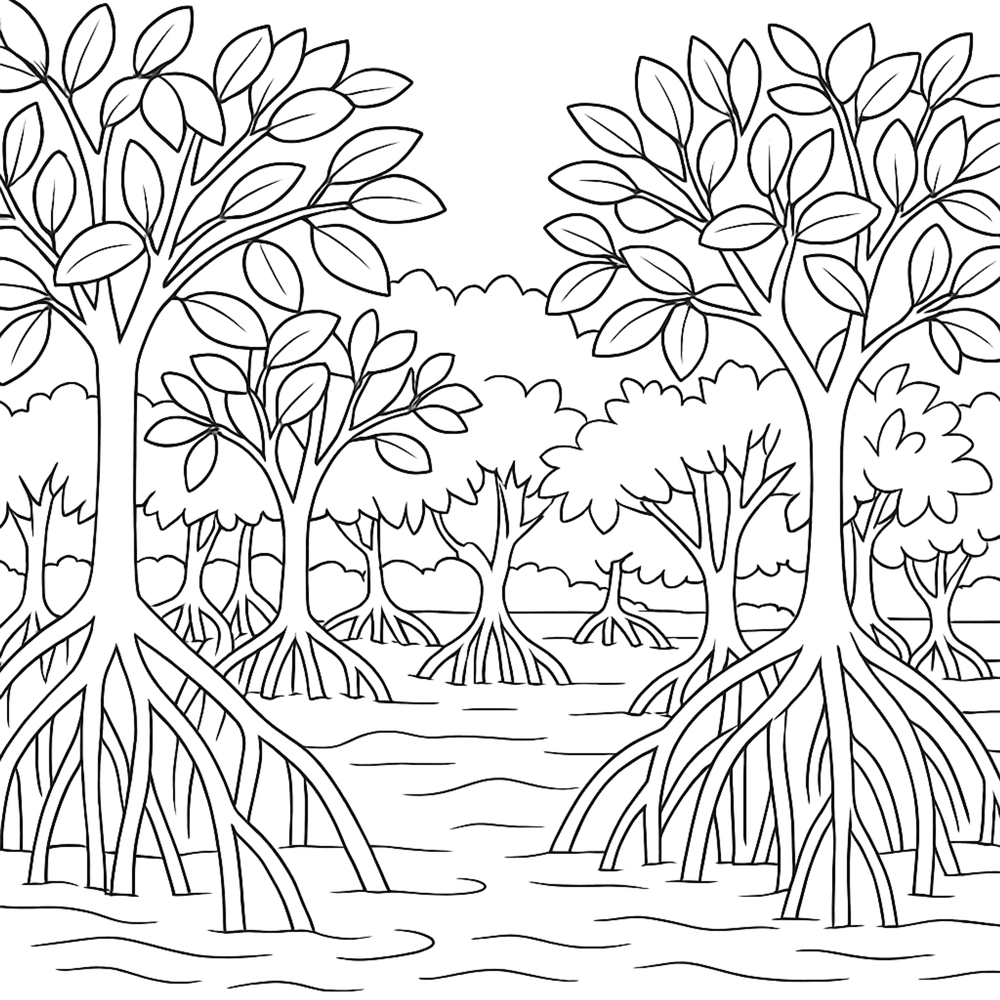 Mangrovebos Kleurplaat