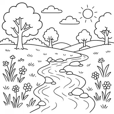 Vredige Beek Kleurplaat
