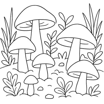 Paddenstoelen Kleurplaat