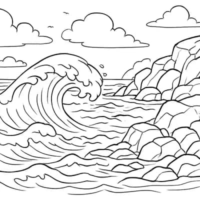 Rotsige Kust Kleurplaat