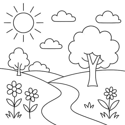 Zonnige Dag Kleurplaat