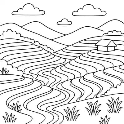 Terraced Rice Kleurplaat