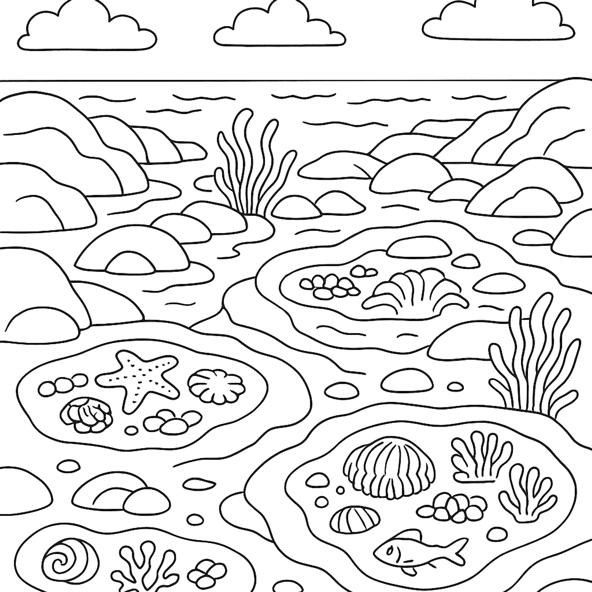 Getijdenpoel Kleurplaat
