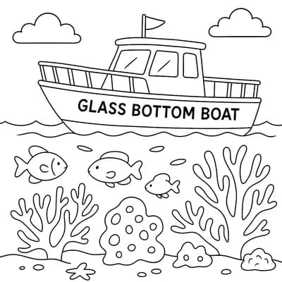 Glazen Bodemboot Kleurplaat