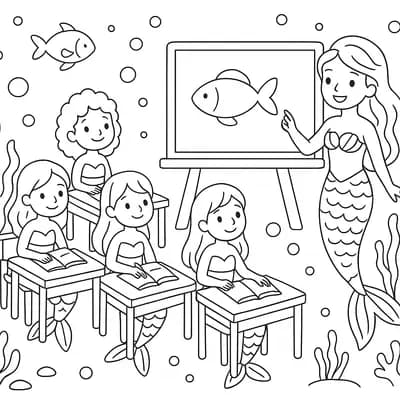 Zeemeerminnenschool Kleurplaat