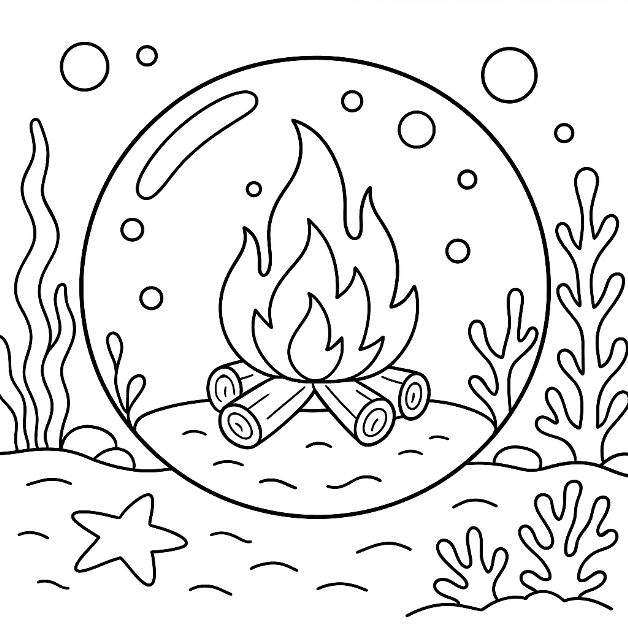 Underwater Campfire Kleurplaat