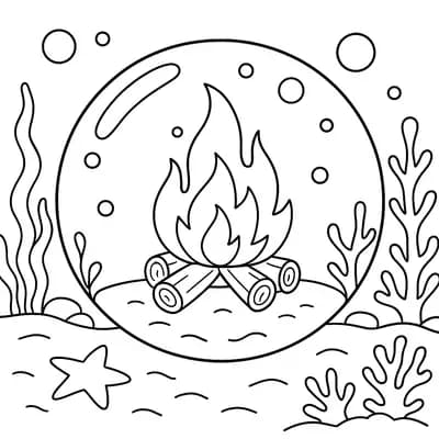 Underwater Campfire Kleurplaat