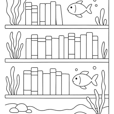Underwater Library Kleurplaat