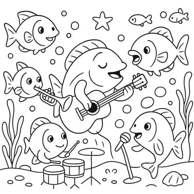 Underwater Music Kleurplaat