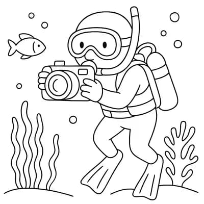 Onderwaterfotograaf Kleurplaat