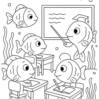 Underwater School Kleurplaat