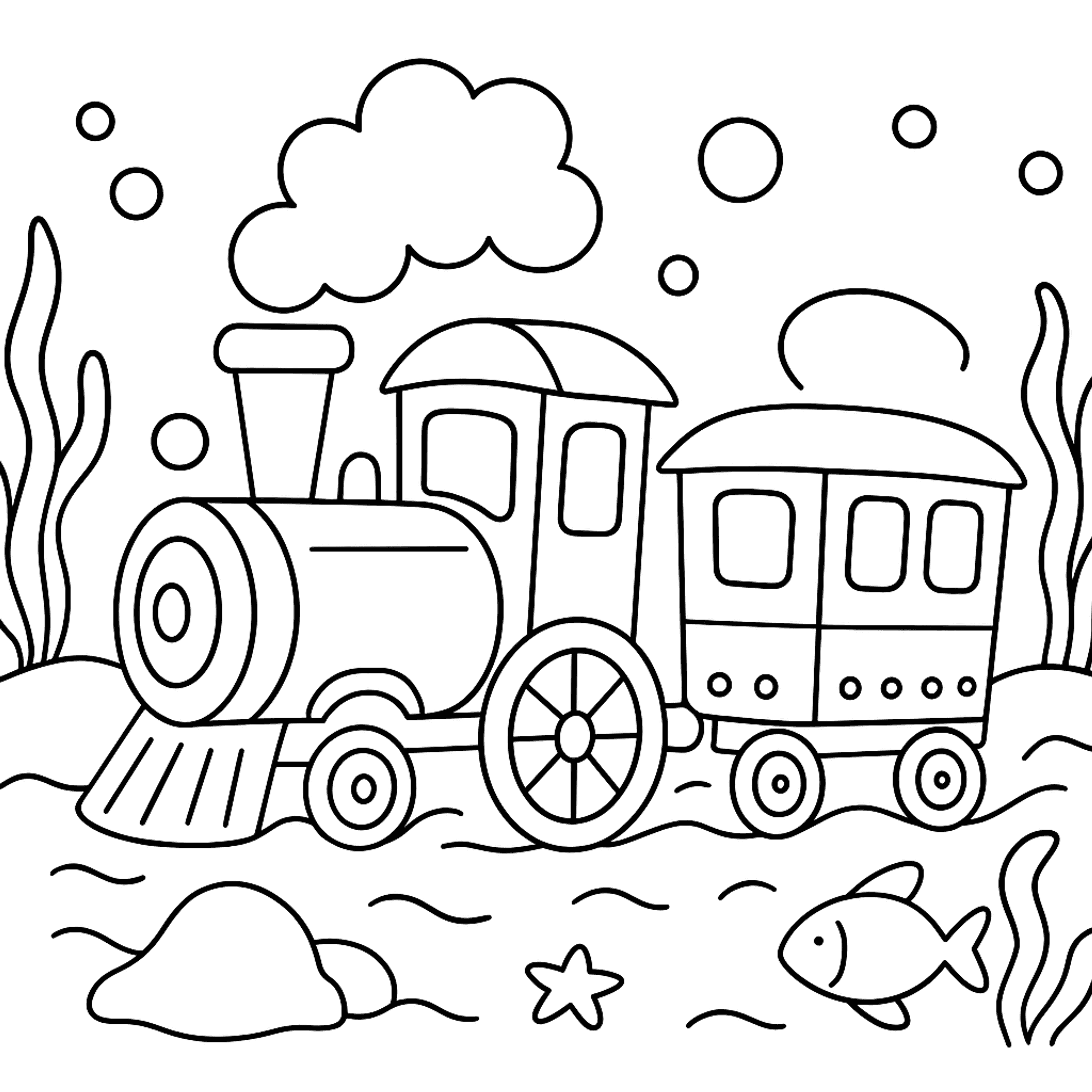 Underwater Train Kleurplaat