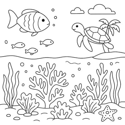 Tropisch Onderwaterparadijs Kleurplaat