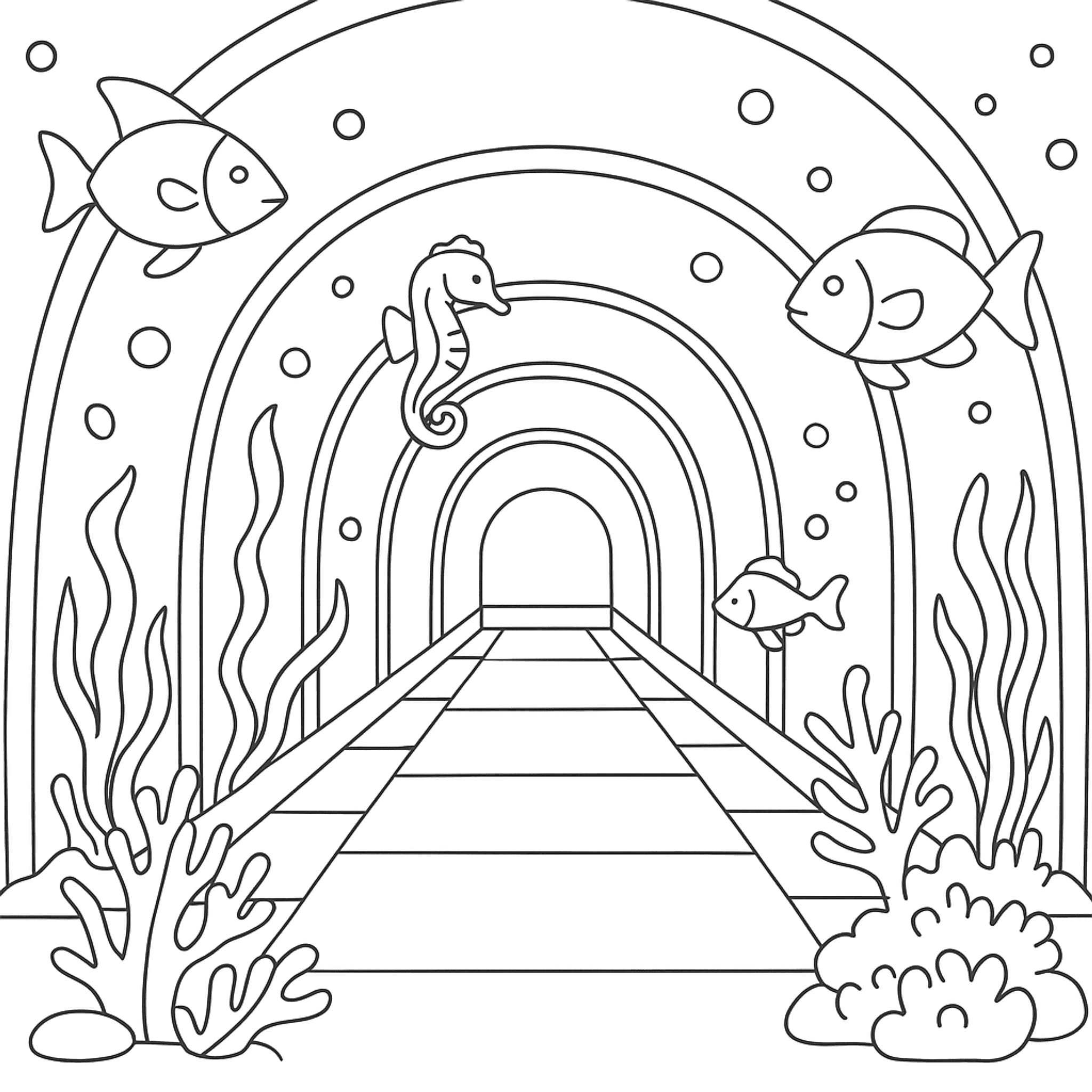 Aquariumtunnel Kleurplaat
