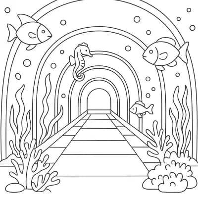 Aquariumtunnel Kleurplaat