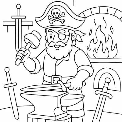 Pirate Blacksmith Making Kleurplaat