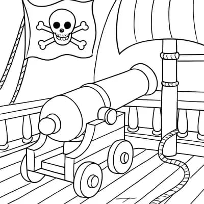 Piratenkanon Kleurplaat
