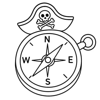 Pirate Compass Navigating Kleurplaat