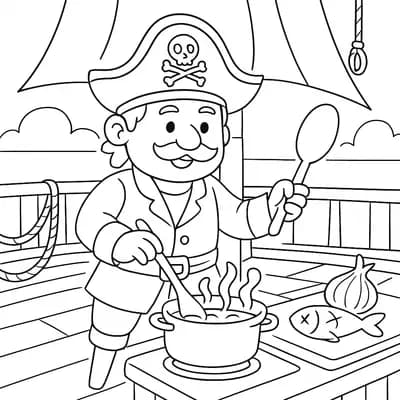 Piratenkok Kleurplaat
