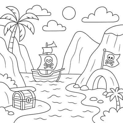 Piratenbaai Kleurplaat