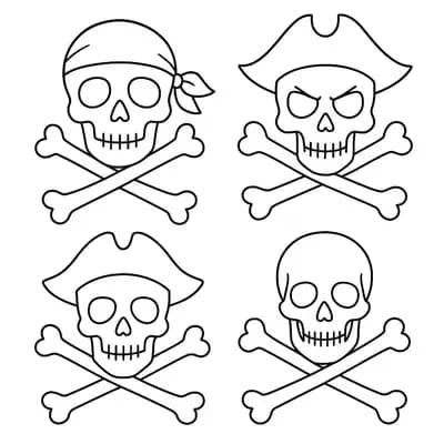 Piratenvlaggen Kleurplaat