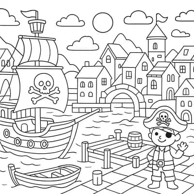 Pirate Harbor Port Kleurplaat