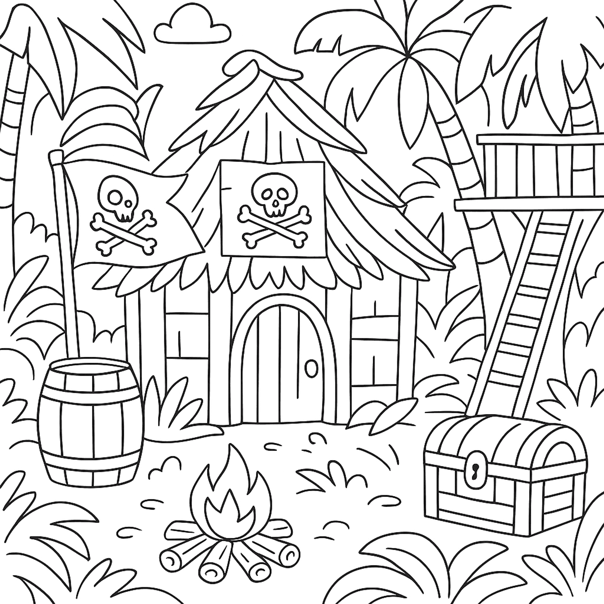 Pirate Hideout Jungle Kleurplaat