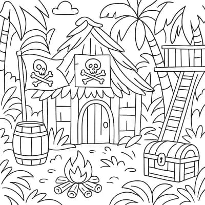 Pirate Hideout Jungle Kleurplaat