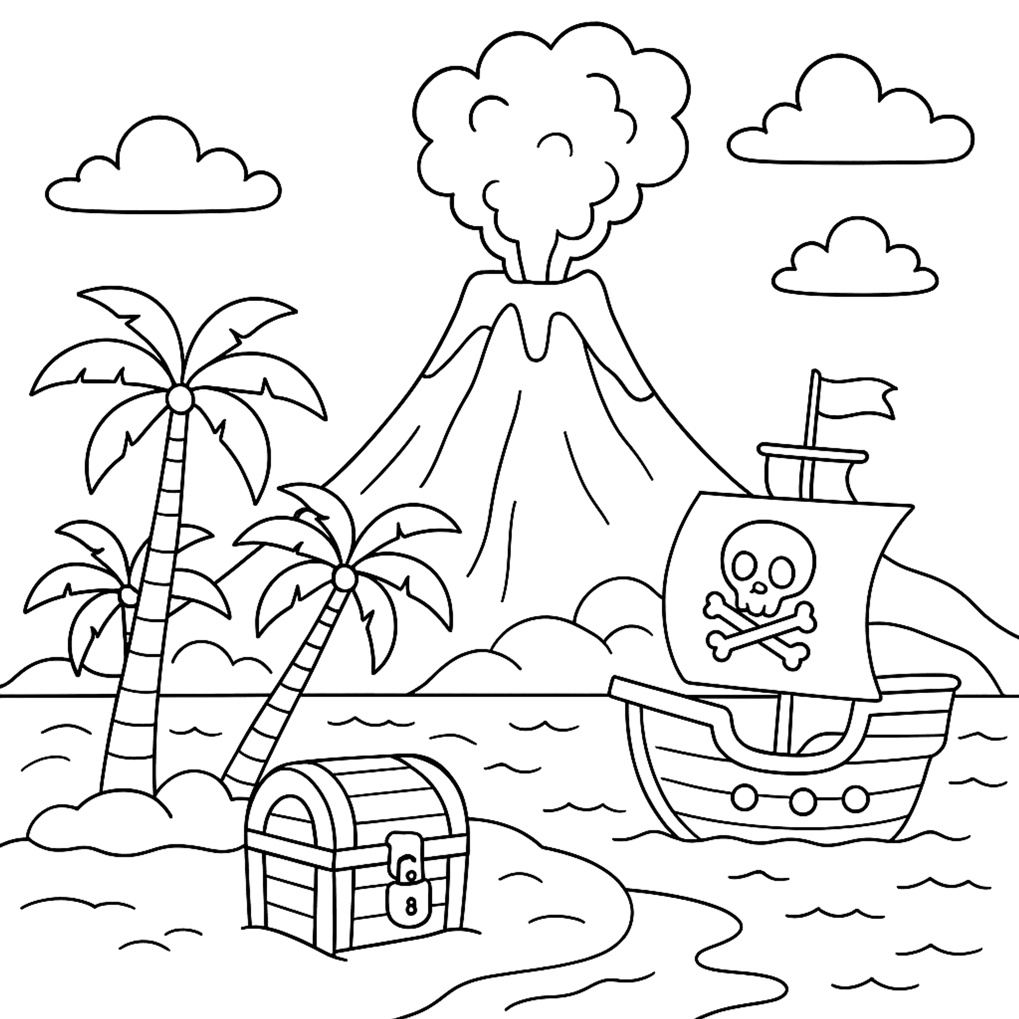 Pirate Island Volcano Kleurplaat
