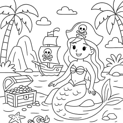 Pirate Mermaid Lagoon Kleurplaat