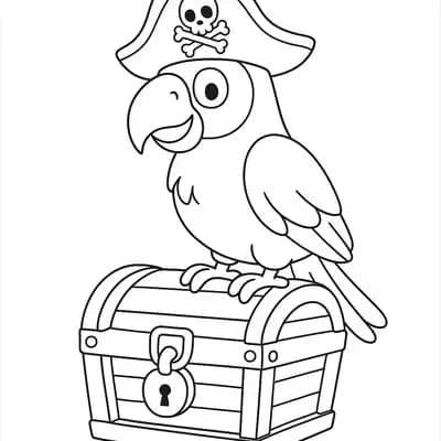 Piratenpapegaai Kleurplaat