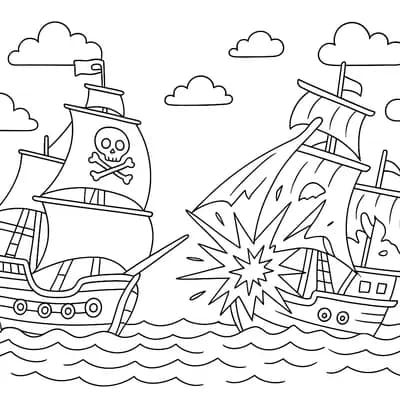 Piratengevecht Kleurplaat