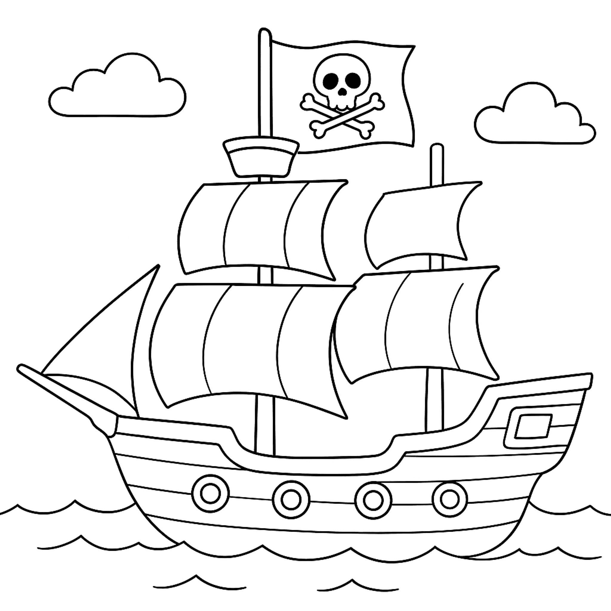 Piratenschip met Vlag Kleurplaat