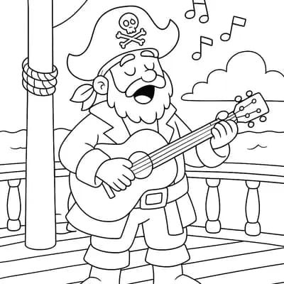 Pirate Singing Sea Kleurplaat