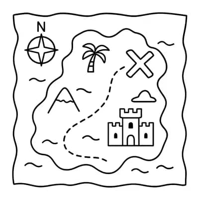 Schatkaart Kleurplaat