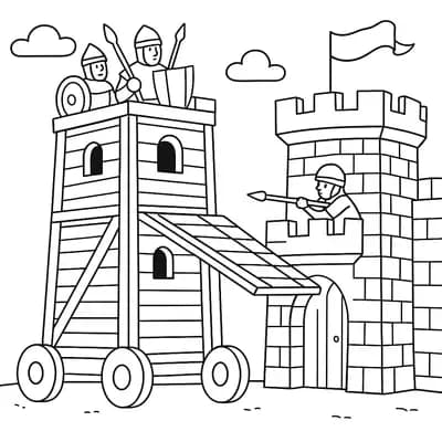Castle Siege Tower Kleurplaat