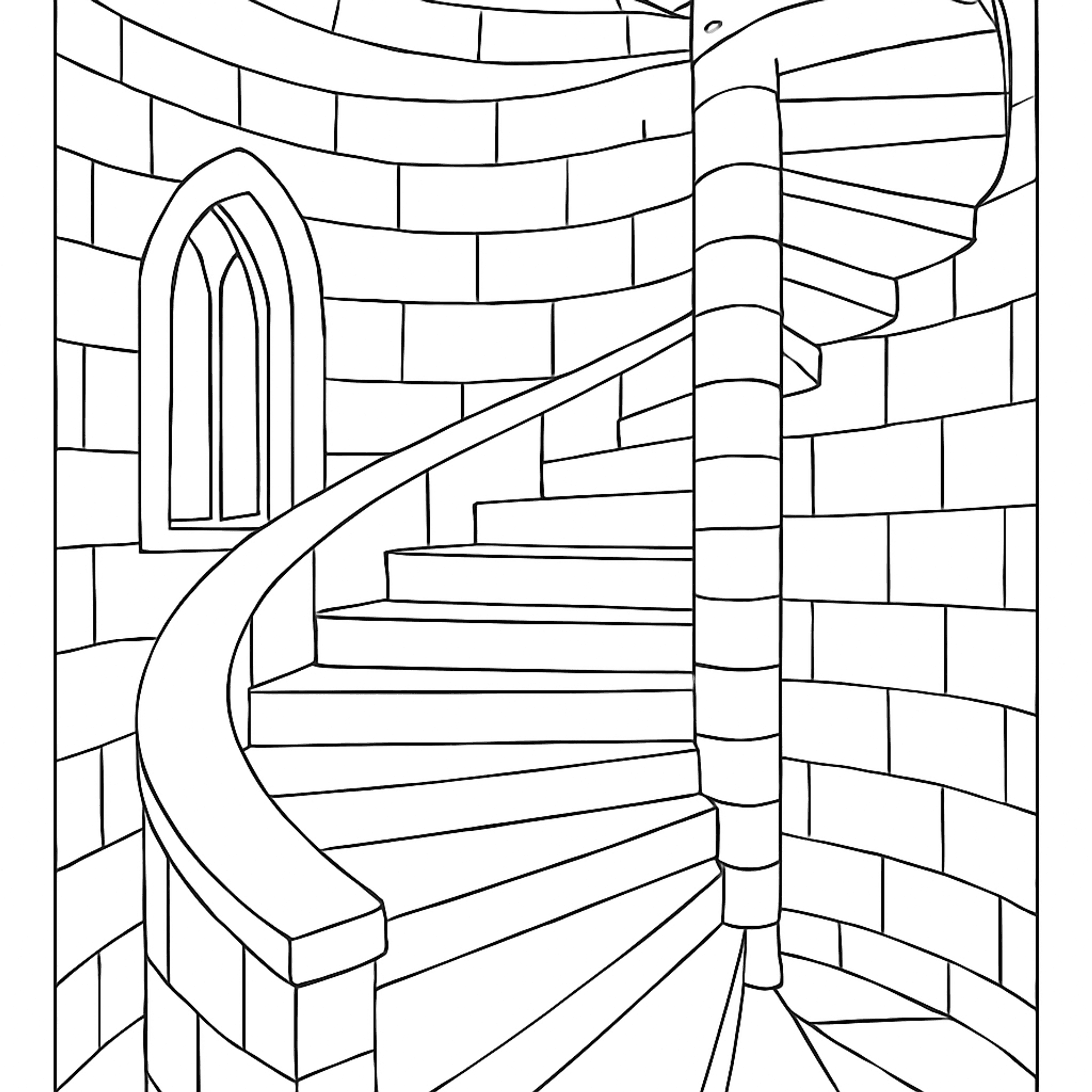 Castle Tower Spiral Kleurplaat
