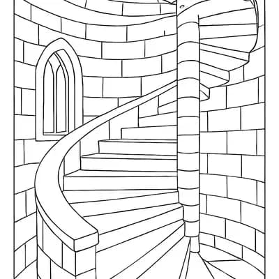 Castle Tower Spiral Kleurplaat