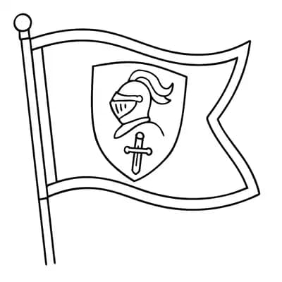 Knight Banner Flag Kleurplaat