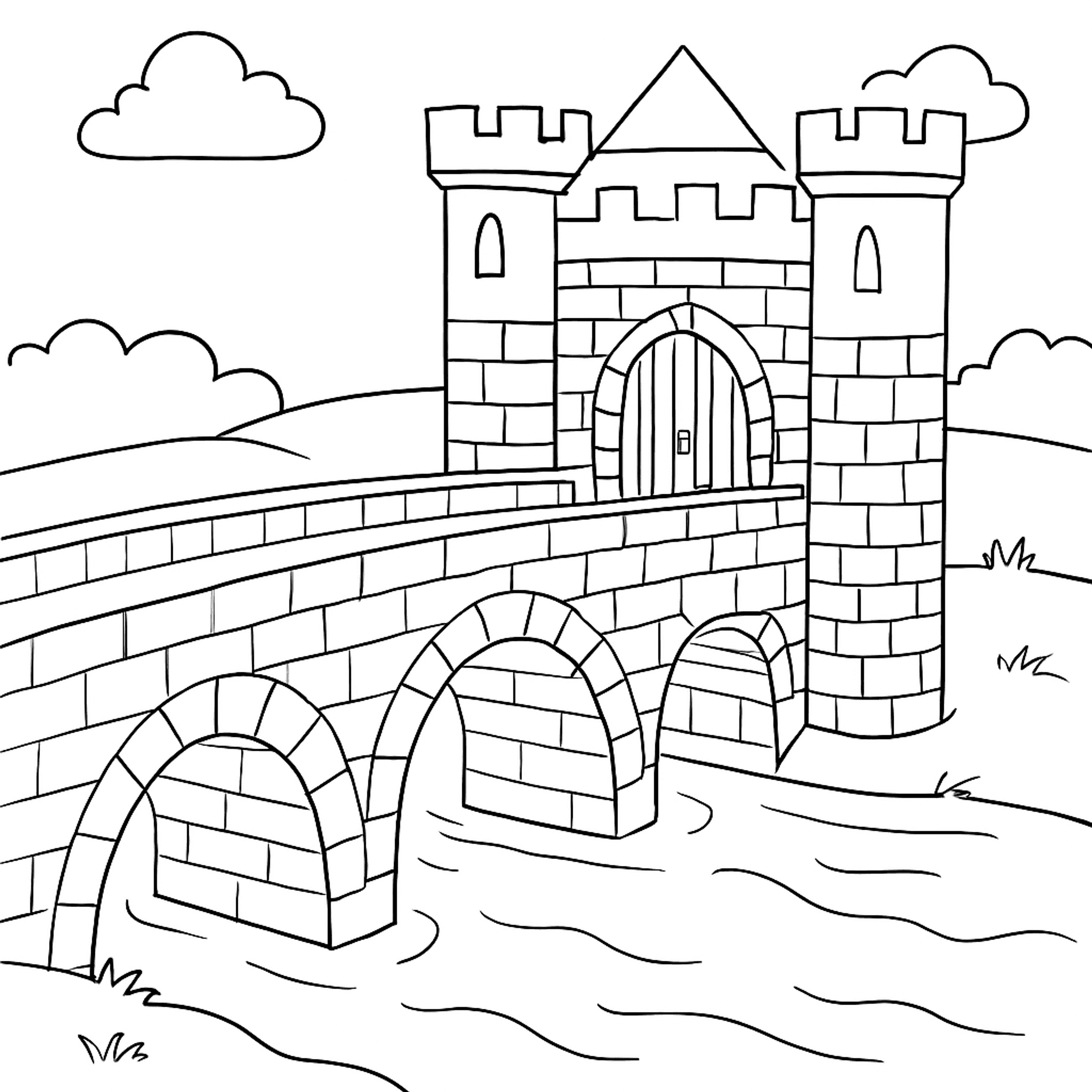 Medieval Bridge Over Kleurplaat