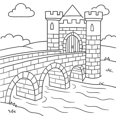 Medieval Bridge Over Kleurplaat