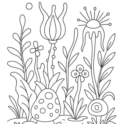 Buitenaardse Tuin Kleurplaat