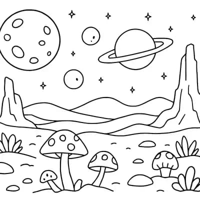 Buitenaardse Planeet Kleurplaat