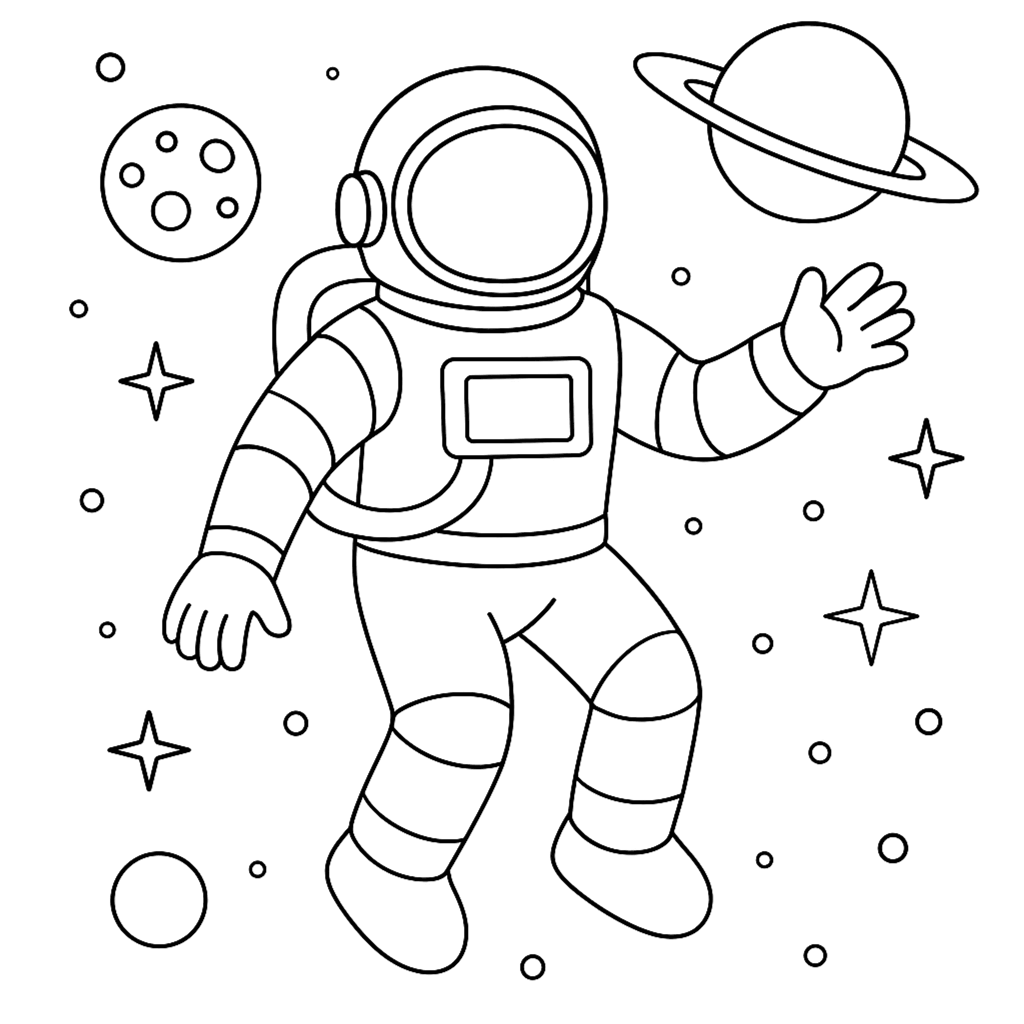 Zwevende Astronaut Kleurplaat