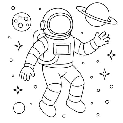 Zwevende Astronaut Kleurplaat