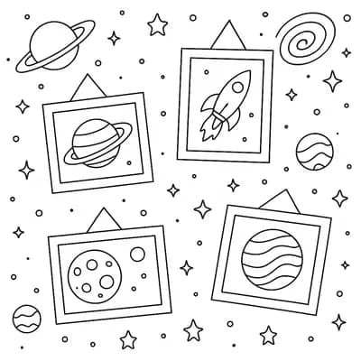 Space Art Kleurplaat